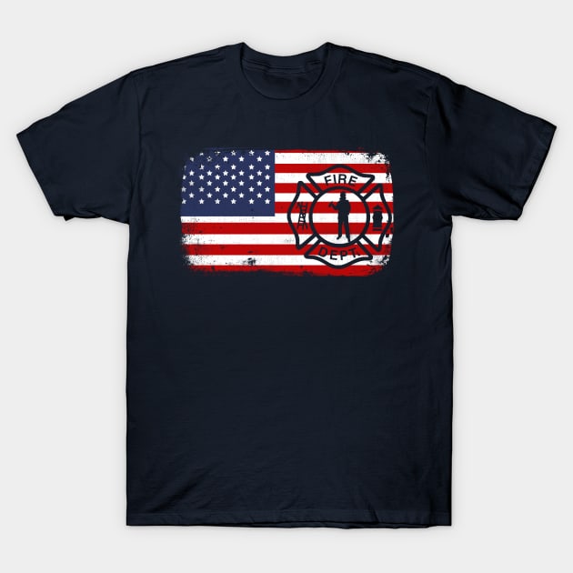 Firefighter American Flag T-Shirt by TkApparel